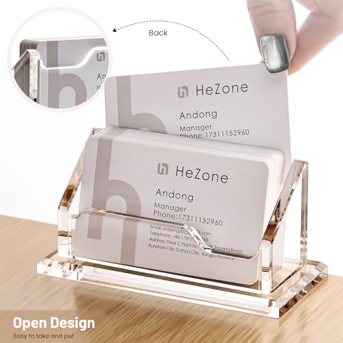 Acrylic Card Holder Clear Horizontal Business Card Organizer Stand for Desk 1 Slots Business Cards Stand for Women and Men