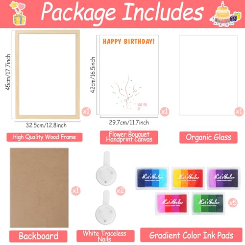 Birthday Handprint Balloon Art Craft DIY Kit Happy Birthday Gifts Children Adults Handprint Keepsake for Mom Father Friend Grandparent Birthdays Gift Christmas