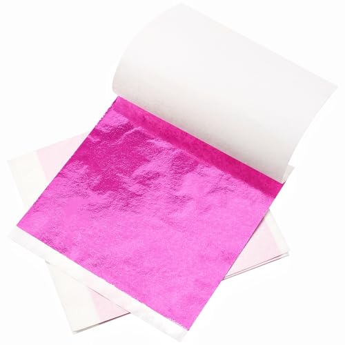 Gold Leaf Sheets for Art 100 PCS Magenta Foil 3.15 by 3.35 Inches (100 Count)