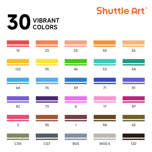 30 Colors Dual Tip Art Markers Permanent Marker Pens Highlighters Perfect for Illustration Adult Coloring Sketching and Card Making (30 Count)