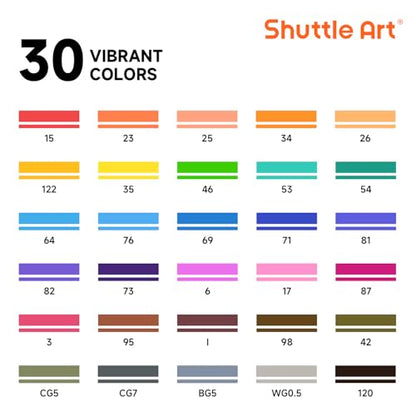 30 Colors Dual Tip Art Markers Permanent Marker Pens Highlighters Perfect for Illustration Adult Coloring Sketching and Card Making (30 Count)