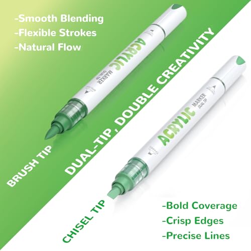 12 Green Dual Tip Acrylic Paint Markers (12 Count)