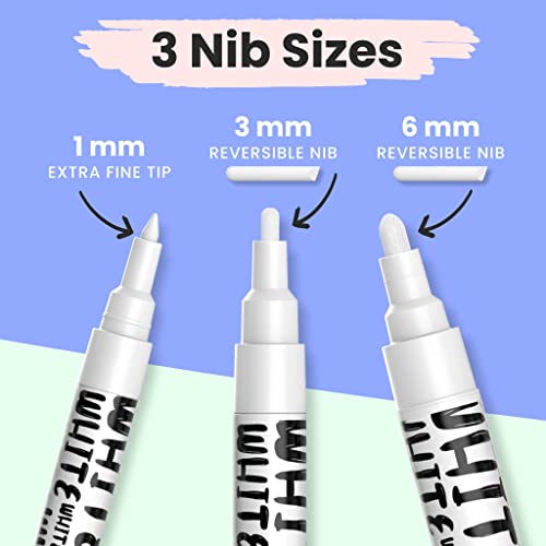 6 White Liquid Chalk Markers for Window Blackboard