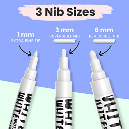 6 White Liquid Chalk Markers for Window Blackboard