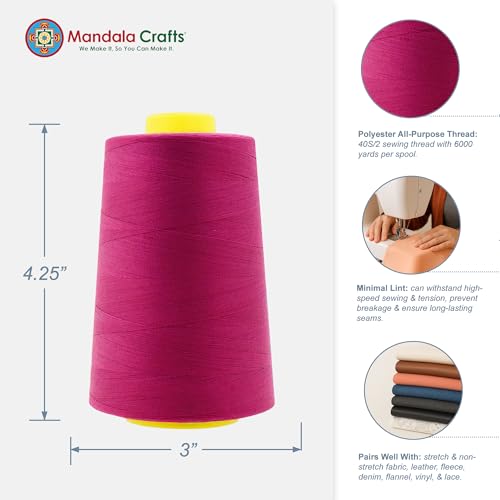40S 2 Magenta Polyester 4 Pack of Serger Threads Cones (24000 Foot)