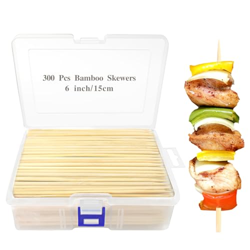 300 Pcs 6 inch Natural Bamboo Skewers (300 Count)