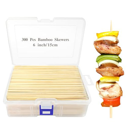 300 Pcs 6 inch Natural Bamboo Skewers (300 Count)