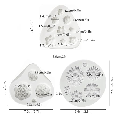 3Pcs Flower Fondant Cake Mold Daisy