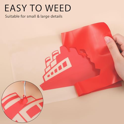 RENLITONG Red Iron on Vinyl 12Inch by 20ft Roll Heat Transfer Vinyl for T