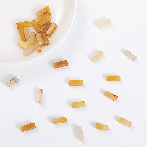 Natural Yellow Jade Rectangle Tube Beads 4x13mm 38cm (28 Count)