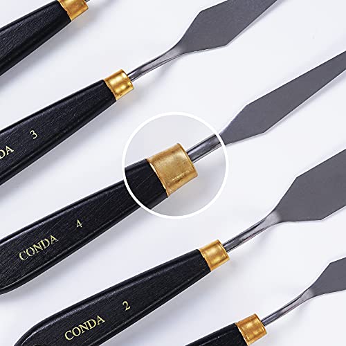 Palette Knife Painting Stainless Steel Spatula Palette Knife Oil Paint Metal Knives Wood Handle (5 Count)