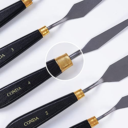 Palette Knife Painting Stainless Steel Spatula Palette Knife Oil Paint Metal Knives Wood Handle (5 Count)