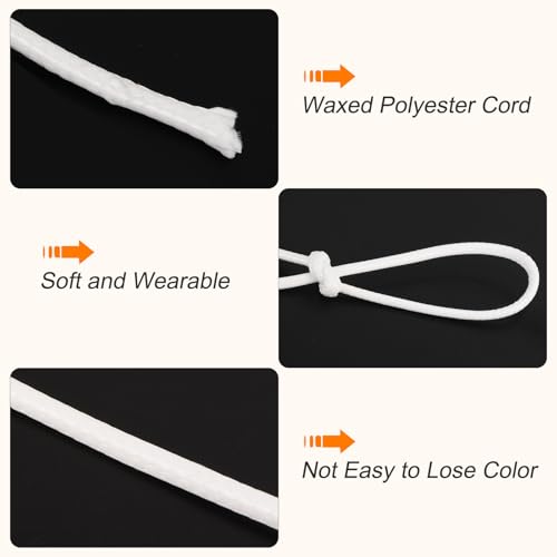 Waxed Polyester Cord 0.5mm 175 Yard White for Bracelet Making