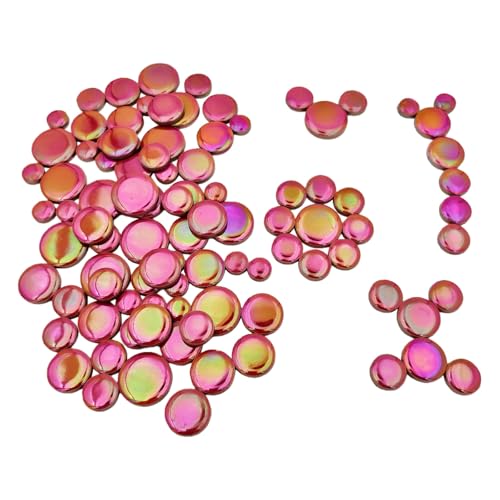 200g Iridescent Round Mosaic Tiles for Crafts Bulk (90 Count)