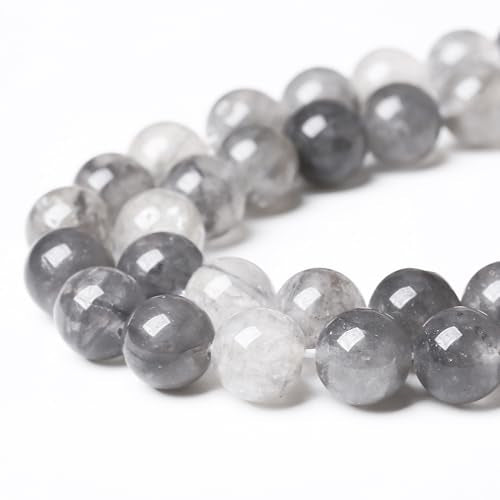 45pcs 8mm Natural Grey Cloud Crystal Stone Beads for Jewelry Making Energy Healing Power Stone Beads DIY Bracelet Necklace Accessories 15"