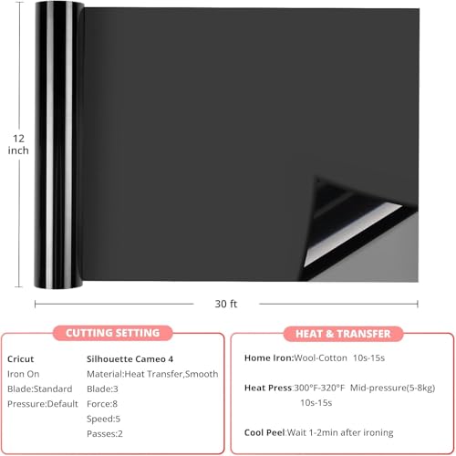 Black HTV Heat Transfer Vinyl Roll