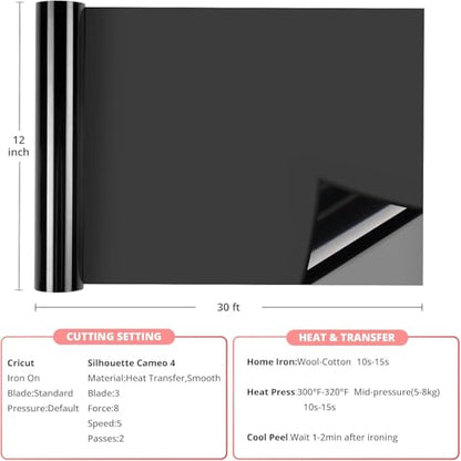 Black HTV Heat Transfer Vinyl Roll