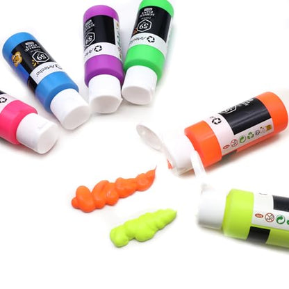 6 Neon Colors Acrylic Paint 59ml (12 Fl Oz)