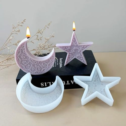 2pcs Star Moon Candle Molds
