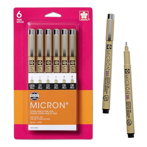 Pigma Micron Fineliner Pens (6 Count)