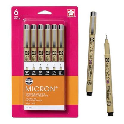 Pigma Micron Fineliner Pens (6 Count)