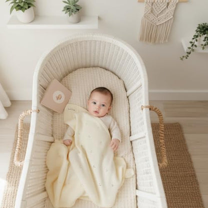 100% Luxury Organic Cotton Pointelle Knit Baby Blanket