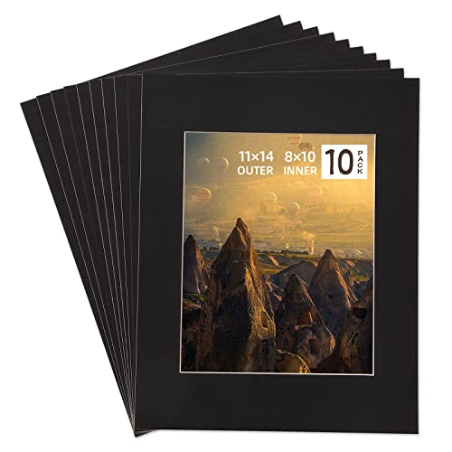 10 Pack Black 11x14 Picture Frame Mats