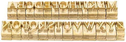 ZONEPACK Copper Brass Stamping Flexible Alphabet Number Symbol Character Stamp Mold Die, Letter Holder, Positioning Plate DIY for Hot Foil Stamping Machine (26pcs MEB Uppercase)