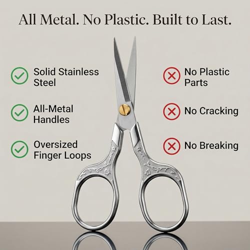Silver Stainless Steel Scissors with Leather Cover