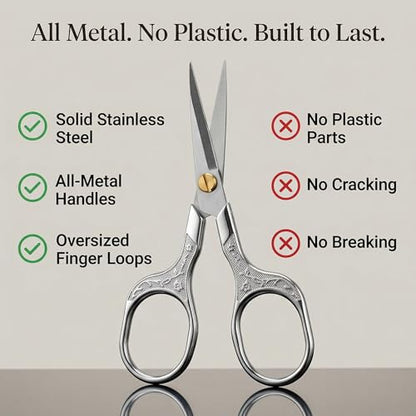 Silver Stainless Steel Scissors with Leather Cover