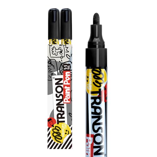2 Black Permanent Paint Markers for Fabric Rock Craft Diy Painting Medium Tip Oil Based Waterproof (2 Count)