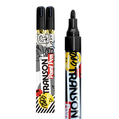2 Black Permanent Paint Markers for Fabric Rock Craft Diy Painting Medium Tip Oil Based Waterproof (2 Count)