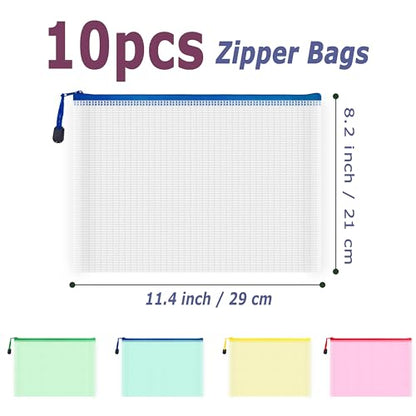 10 Pcs Zipper File Bags (10 Count)