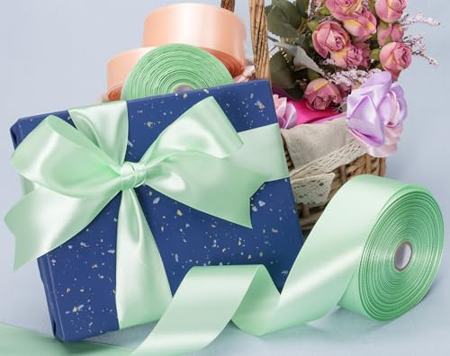 1 1 2 Inch Mint Green Solid Satin Ribbon for Gift Wrapping