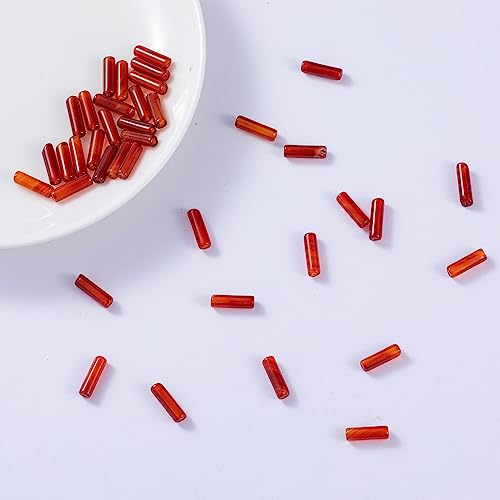 Natural Red Agate Cylinder Tube Beads 4x13mm 38cm (28 Count)