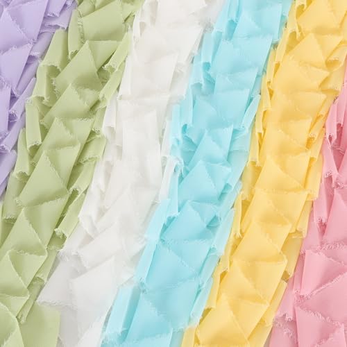 6 Rolls Macarons Set Chiffon Ribbon 1 1