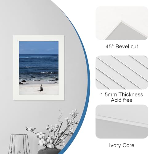 10 Pack Acid Free Ivory 11x14 Picture Frame Mats for 9x12