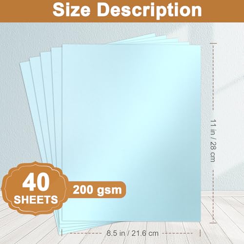 40 Sheets Blue Shimmer Cardstock 8.5 x 11 Metallic Paper 75lb (40 Count)