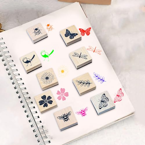 9 PCS Vintage Wooden Rubber Stamps (9 Count)