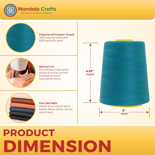 20S 2 Teal Polyester 4 Pack of Serger Threads Cones (72000 Foot)