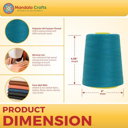20S 2 Teal Polyester 4 Pack of Serger Threads Cones (72000 Foot)