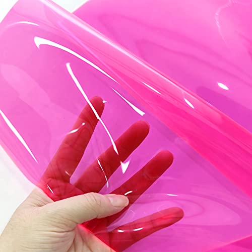 HYANG Pink Transparent PVC Super Clear Holographic Vinyl Faux Leather Sheets 1 Roll 12" x 47"