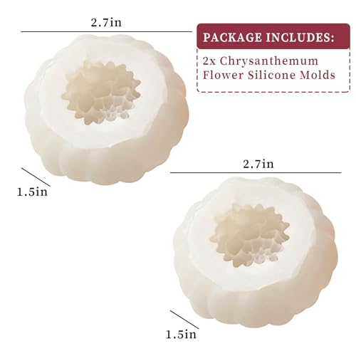 2PCS Chrysanthemum Flower Candle Molds (2 Count)