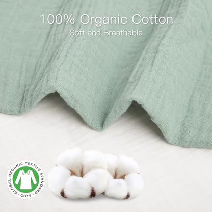 Organic Crib Sheets Fitted Crib Mattress Sheet 2 Pack 52x28 Inches 100% Muslin Cotton for Baby Girls & Boys (2 Count)