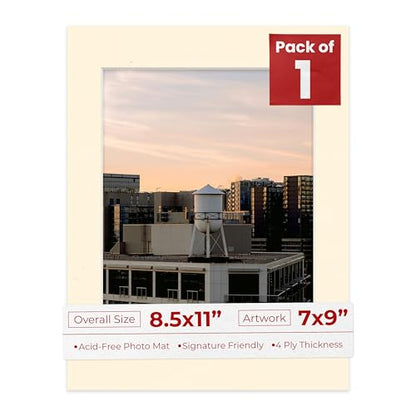 8.5x11 Mat Bevel Cut for 7x9 Photos