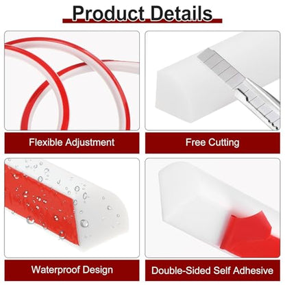 197 Inch Flexible Quarter Round Molding Silicone Peel and Stick Trim Self Adhesive Shower Water Barrier for Corner Decor Bathroom Kitchen
