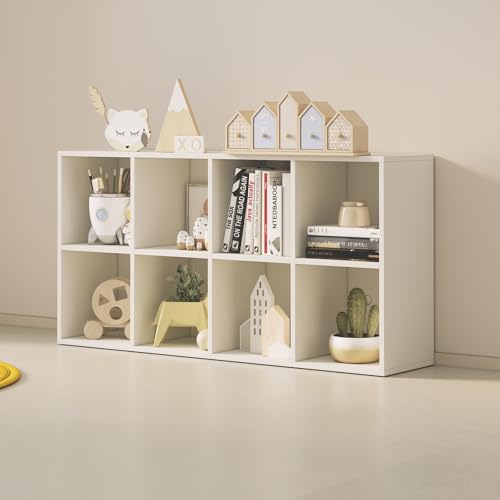 Wood Cube Storage Organizer Closet Cabinet for Living Room Bedroom Study Shelf Bookcase Wooden Floor Standing Open Bookshelf for Kids Home Office Display Storage Cabinet