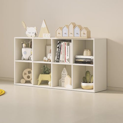 Wood Cube Storage Organizer Closet Cabinet for Living Room Bedroom Study Shelf Bookcase Wooden Floor Standing Open Bookshelf for Kids Home Office Display Storage Cabinet