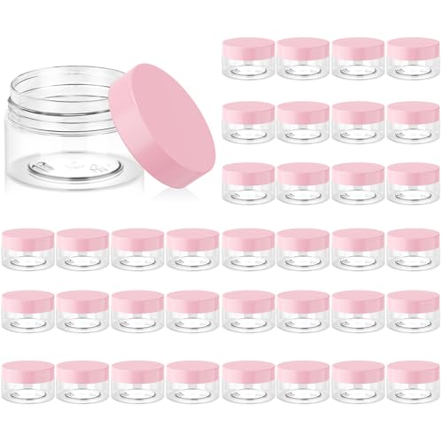 36 Pack 1 OZ Plastic Jars Clear Cosmetic Container with Lids (36 Count)
