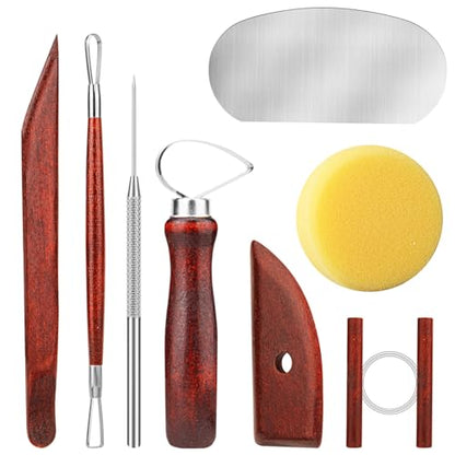8PCS Stained Wooden Pottery Sculpting Tools
